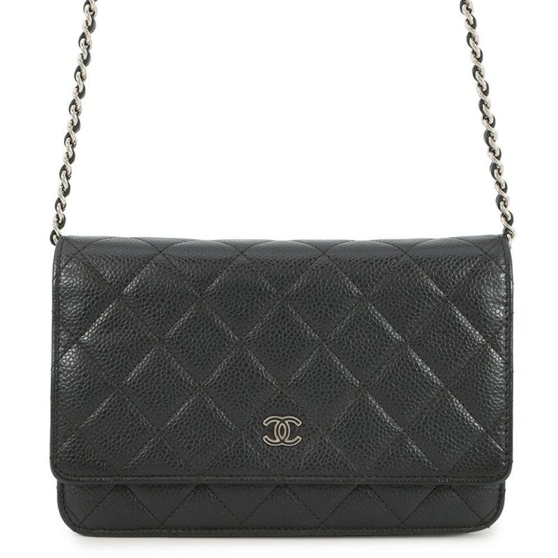 シャネル チェーンウォレット マトラッセ ココマーク キャビアスキン AP0250 CHANEL 財布 黒