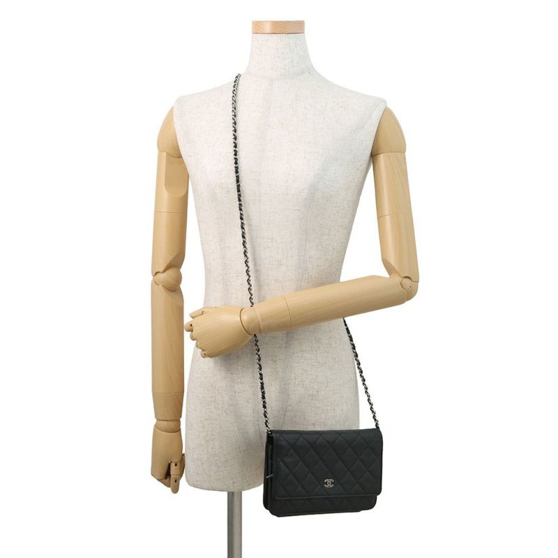 シャネル チェーンウォレット マトラッセ ココマーク キャビアスキン AP0250 CHANEL 財布 黒