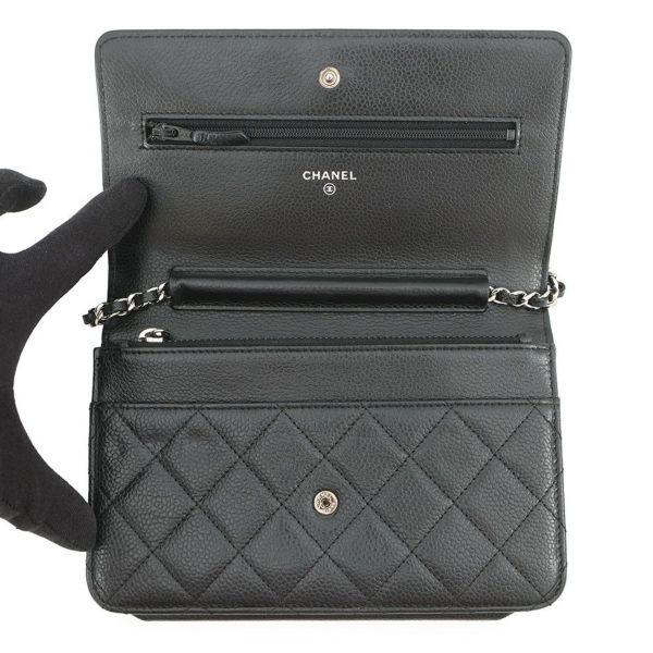 シャネル チェーンウォレット マトラッセ ココマーク キャビアスキン AP0250 CHANEL 財布 黒