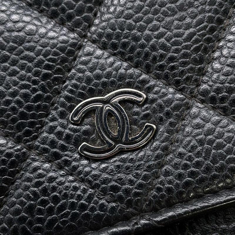 シャネル チェーンウォレット マトラッセ ココマーク キャビアスキン AP0250 CHANEL 財布 黒
