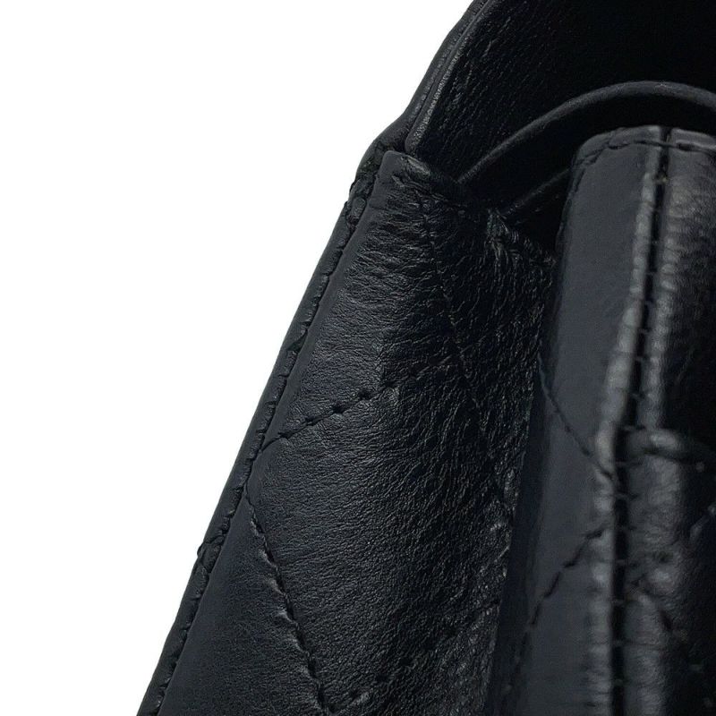 シャネル チェーンショルダーバッグ マトラッセ25 ココマーク ダブルチェーン カーフスキン A01112 CHANEL 黒