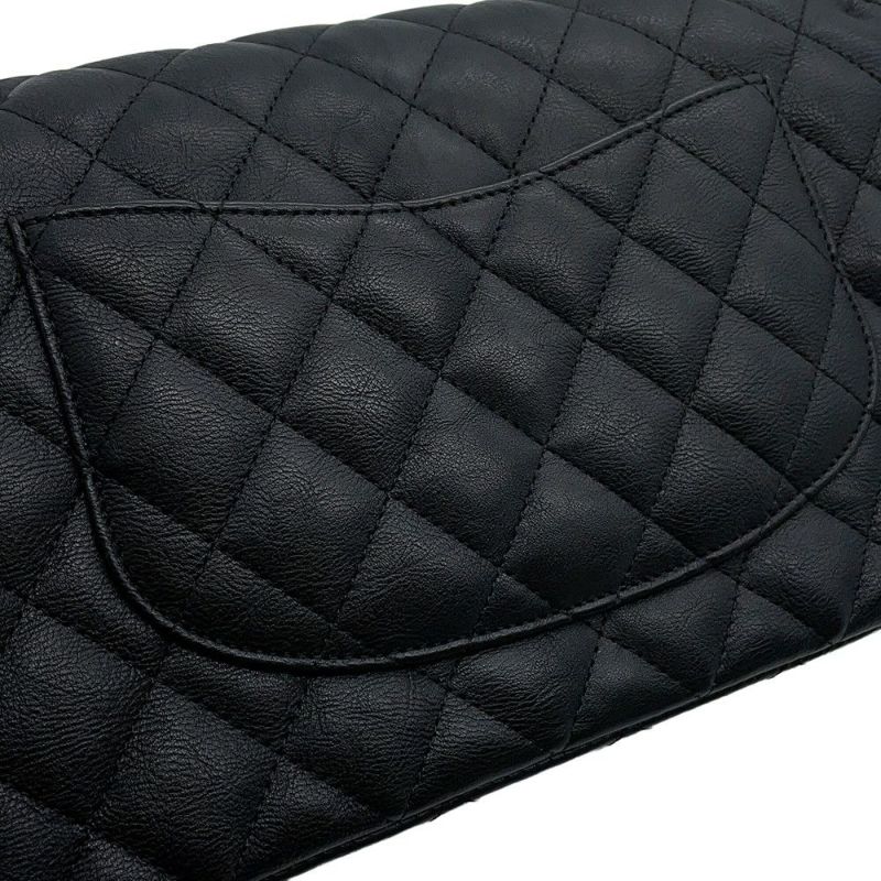 シャネル チェーンショルダーバッグ マトラッセ25 ココマーク ダブルチェーン カーフスキン A01112 CHANEL 黒