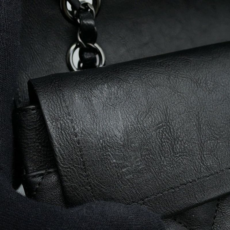 シャネル チェーンショルダーバッグ マトラッセ25 ココマーク ダブルチェーン カーフスキン A01112 CHANEL 黒