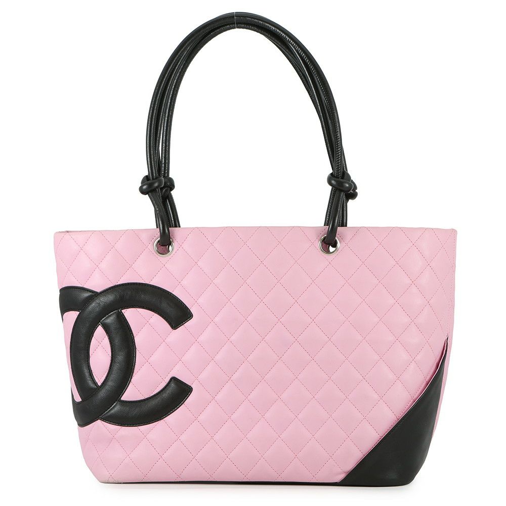 シャネル トートバッグ カンボンライン ラージトート マトラッセ ココマーク レザー A25169 CHANEL ピンク 黒