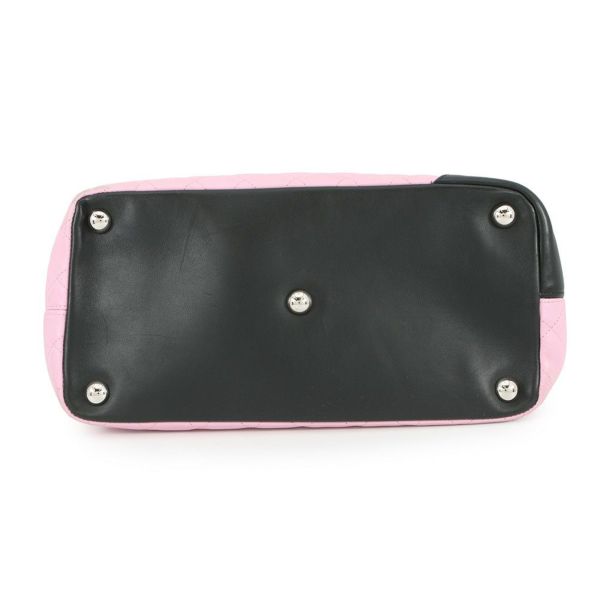 シャネル トートバッグ カンボンライン ラージトート マトラッセ ココマーク レザー A25169 CHANEL ピンク 黒