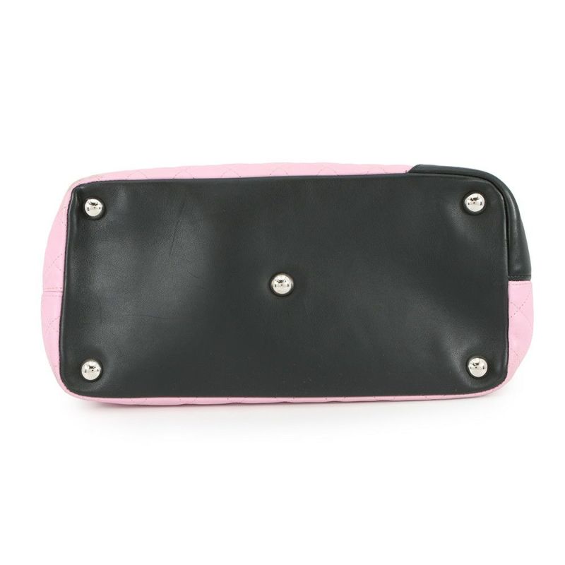 シャネル トートバッグ カンボンライン ラージトート マトラッセ ココマーク レザー A25169 CHANEL ピンク 黒