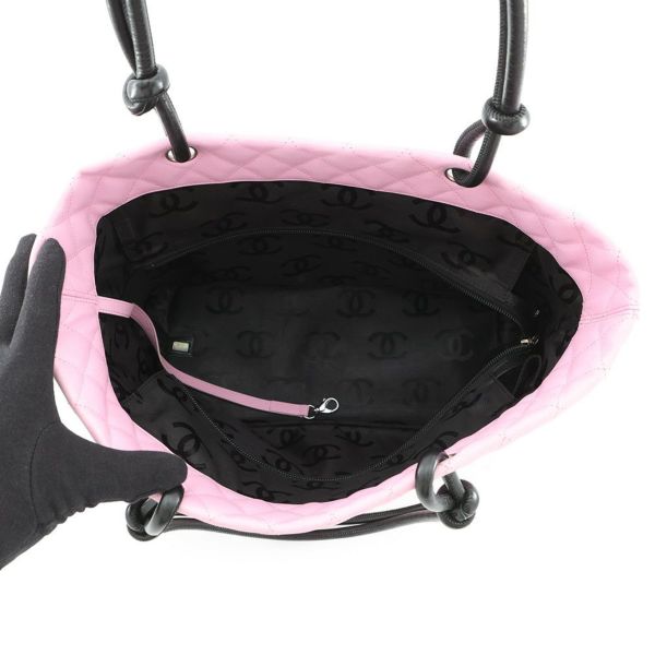 シャネル トートバッグ カンボンライン ラージトート マトラッセ ココマーク レザー A25169 CHANEL ピンク 黒