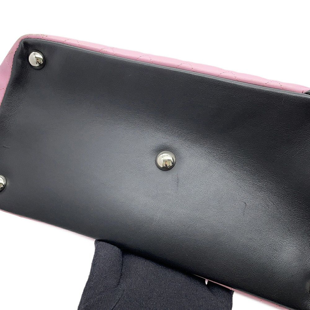 シャネル トートバッグ カンボンライン ラージトート マトラッセ ココマーク レザー A25169 CHANEL ピンク 黒