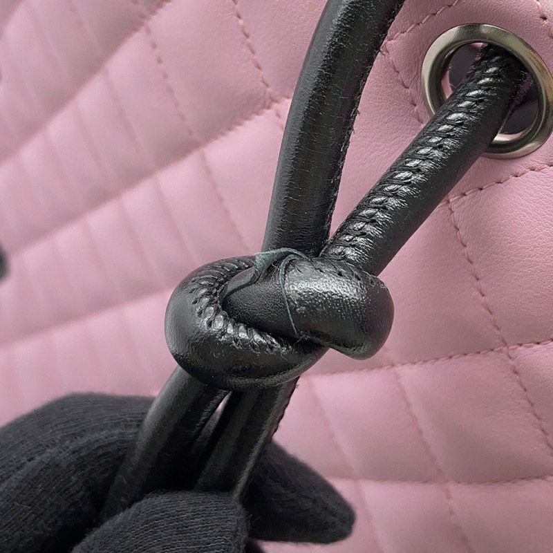 シャネル トートバッグ カンボンライン ラージトート マトラッセ ココマーク レザー A25169 CHANEL ピンク 黒