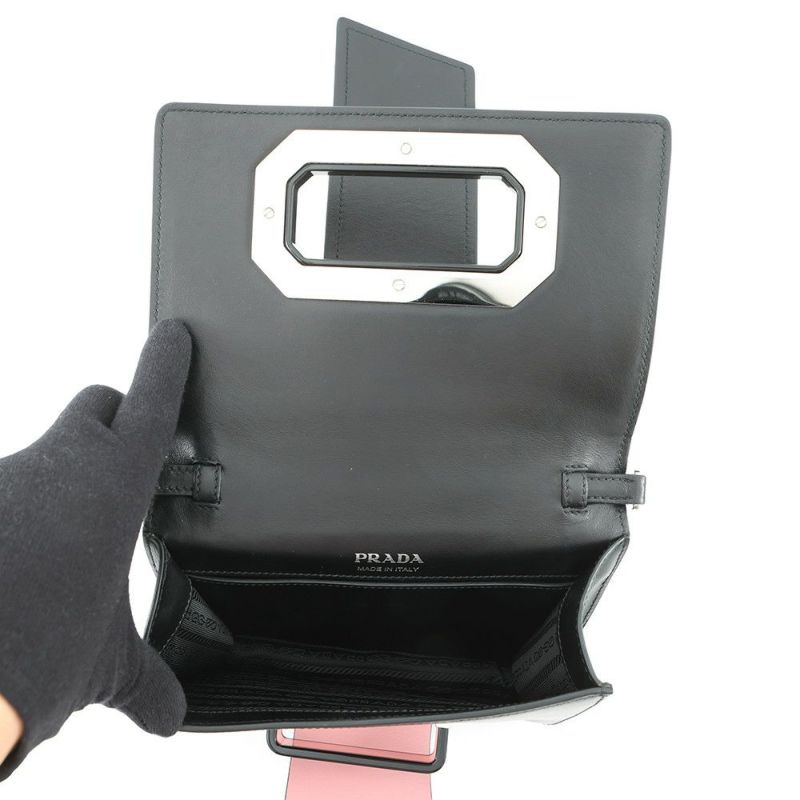 プラダ ショルダーバッグ シティ プレックス リボン レザー プラスチック 1BD067 PRADA 黒
