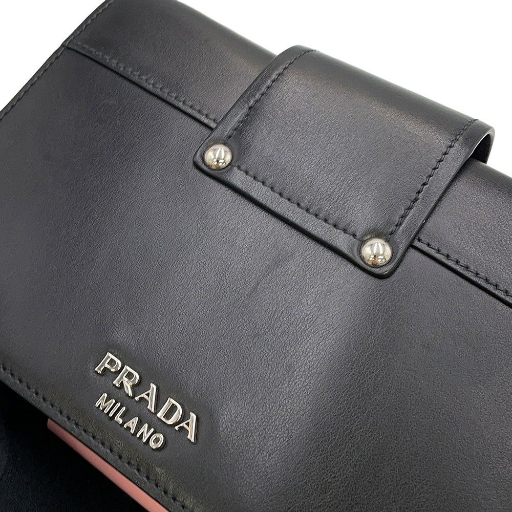 プラダ ショルダーバッグ シティ プレックス リボン レザー プラスチック 1BD067 PRADA 黒