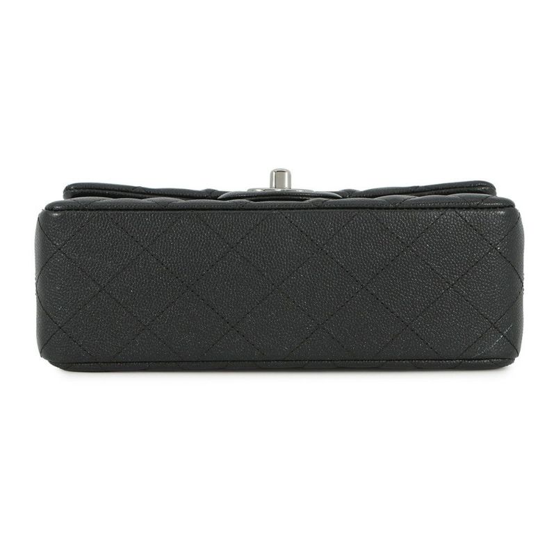 シャネル チェーンショルダーバッグ ココマーク ミニ マトラッセ 20 キャビアスキン A69900 CHANEL ラメ加工 黒