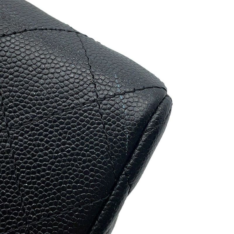 シャネル チェーンショルダーバッグ ココマーク ミニ マトラッセ 20 キャビアスキン A69900 CHANEL ラメ加工 黒