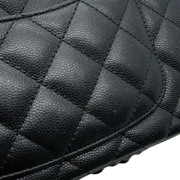 シャネル チェーンショルダーバッグ ココマーク ミニ マトラッセ 20 キャビアスキン A69900 CHANEL ラメ加工 黒