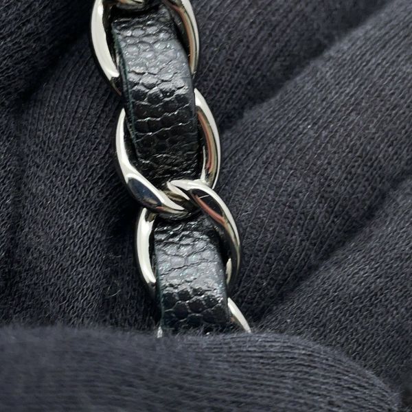 シャネル チェーンショルダーバッグ ココマーク ミニ マトラッセ 20 キャビアスキン A69900 CHANEL ラメ加工 黒