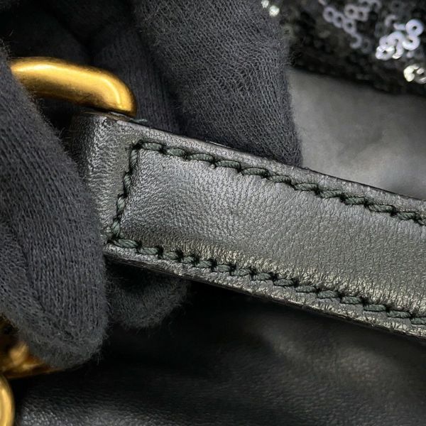 ドルチェ＆ガッバーナ チェーントートバッグ スパンコール レザー DOLCE&GABBANA タッセル 黒