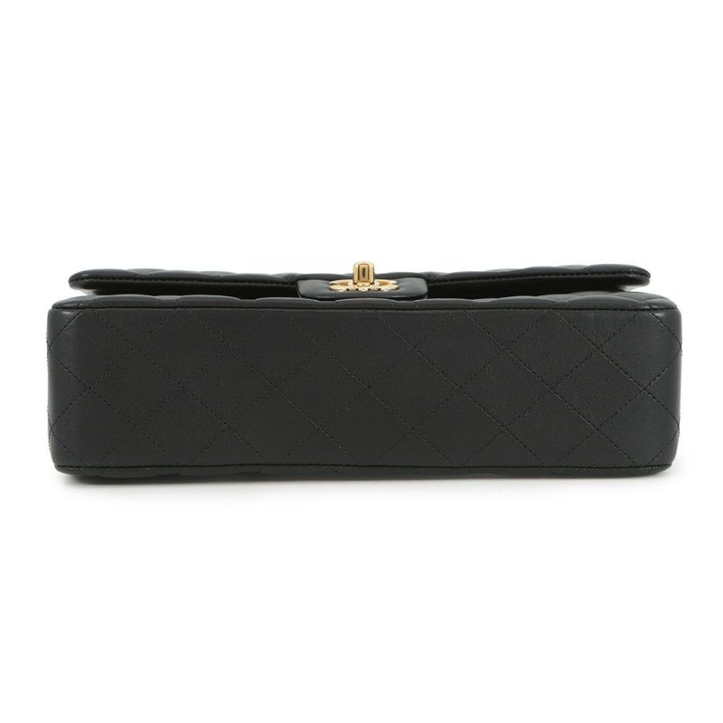 シャネル チェーンショルダーバッグ マトラッセ25 ココマーク ダブルチェーン ラムスキン A01112 CHANEL 黒