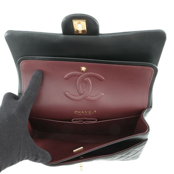 シャネル チェーンショルダーバッグ マトラッセ25 ココマーク ダブルチェーン ラムスキン A01112 CHANEL 黒