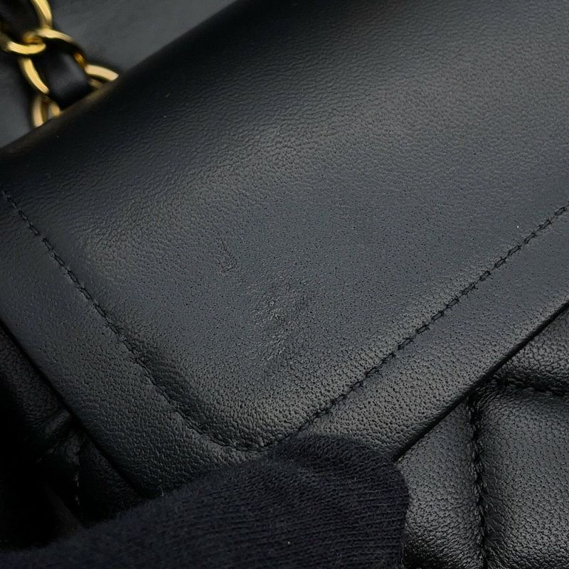 シャネル チェーンショルダーバッグ マトラッセ25 ココマーク ダブルチェーン ラムスキン A01112 CHANEL 黒