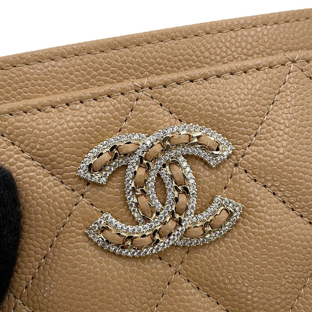 シャネル カードケース マトラッセ ココマーク キャビアスキン ラインストーン AP2737 CHANEL 定期入れ パスケース