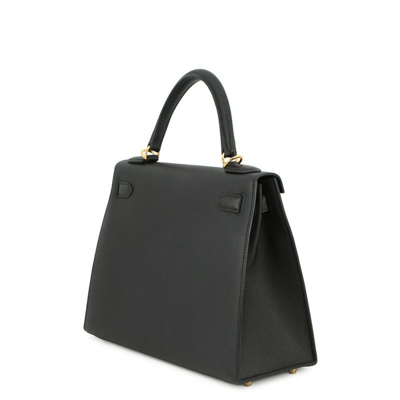 エルメス ハンドバッグ ケリー28 外縫い ブラック/ゴールド金具 エプソン Z刻印 2wayショルダー 黒