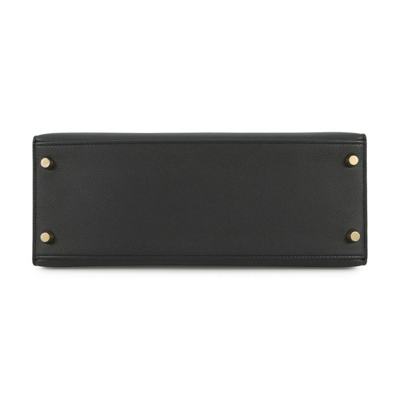 エルメス ハンドバッグ ケリー28 外縫い ブラック/ゴールド金具 エプソン Z刻印 2wayショルダー 黒