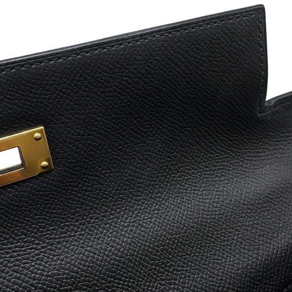 エルメス ハンドバッグ ケリー28 外縫い ブラック/ゴールド金具 エプソン Z刻印 2wayショルダー 黒