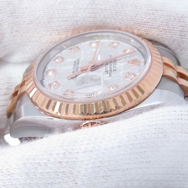 ロレックス デイトジャスト SS/K18PG 179171G ROLEX 腕時計 レディース メテオライト文字盤 10Pダイヤ