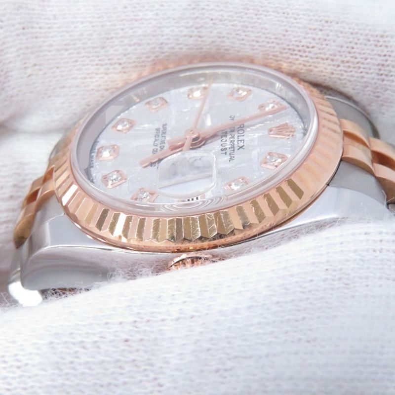 ロレックス デイトジャスト SS/K18PG 179171G ROLEX 腕時計 レディース メテオライト文字盤 10Pダイヤ