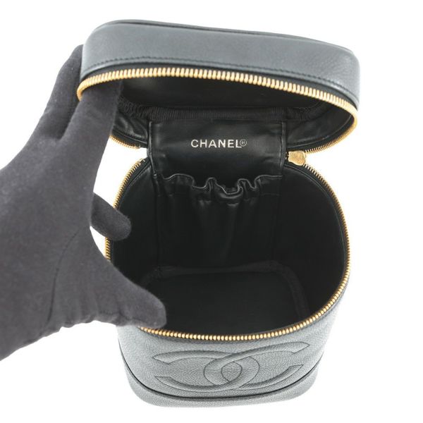 シャネル バニティバッグ ココマーク 縦型 キャビアスキン A01998 CHANEL 化粧ポーチ コスメポーチ 黒