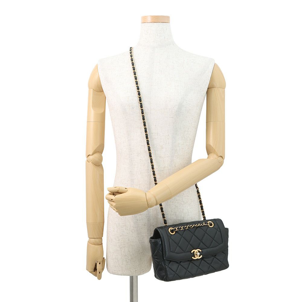 シャネル チェーンショルダーバッグ ココマーク マトラッセ ラムスキン AS5259 CHANEL 黒