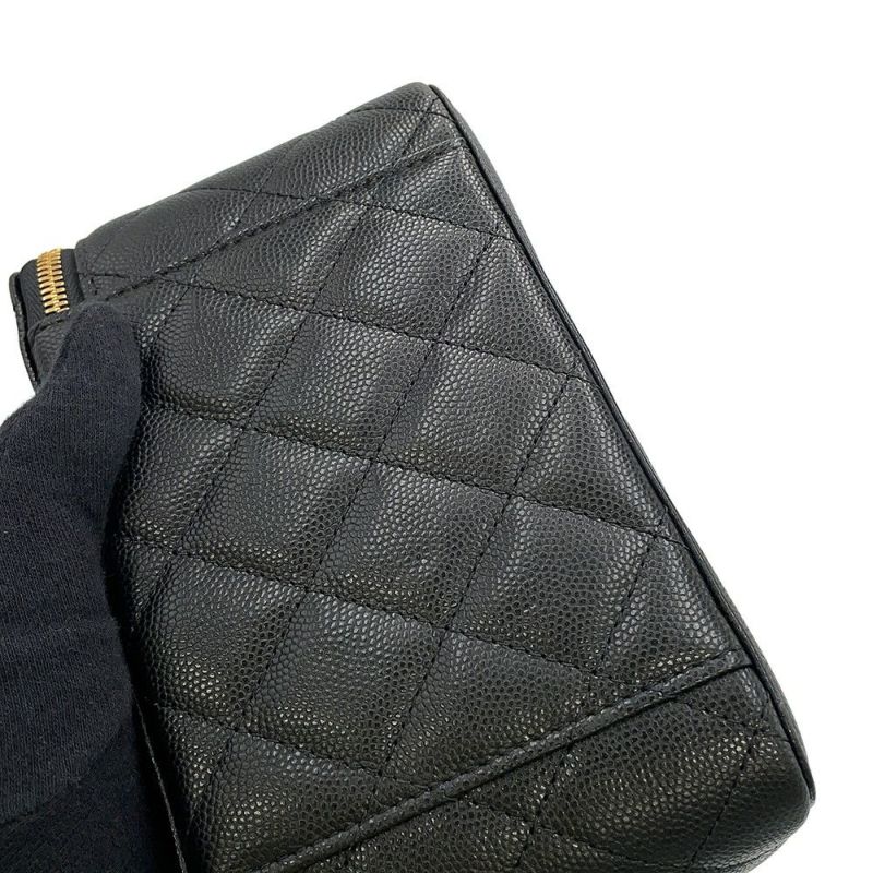 シャネル チェーンショルダーバッグ バニティケース ココマーク マトラッセ キャビアスキン AP1341 CHANEL 黒