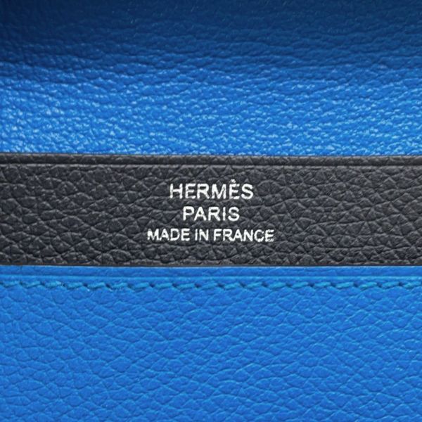 エルメス カードケース RMS ブルーロイヤル/ブラック/シルバー金具 エバーカラー W刻印 HERMES 名刺入れ