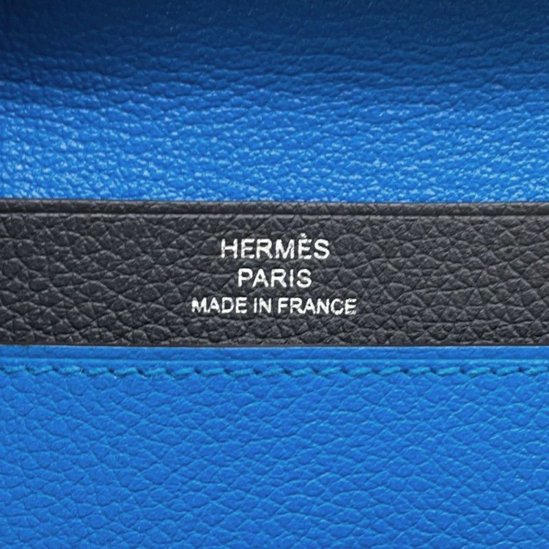 エルメス カードケース RMS ブルーロイヤル/ブラック/シルバー金具 エバーカラー W刻印 HERMES 名刺入れ