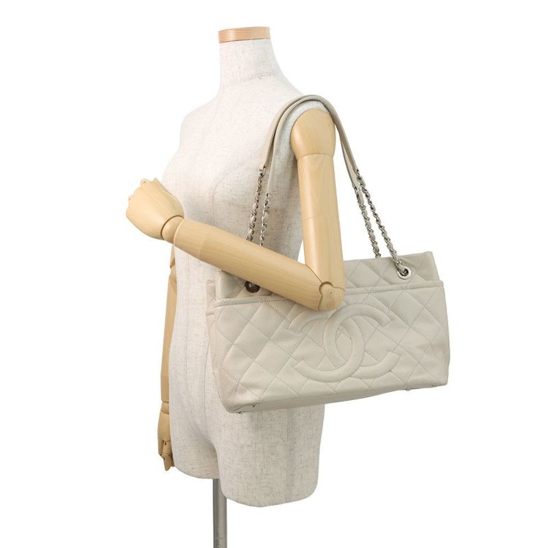 シャネル チェーントートバッグ マトラッセ デカココマーク キャビアスキン A48374 CHANEL ショルダーバッグ