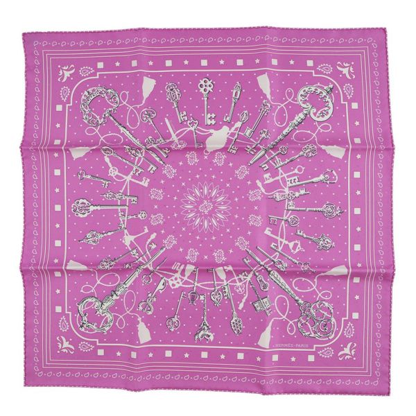 エルメス スカーフ カレ55レ・クレ Les Cles バンダナ HERMES シルク