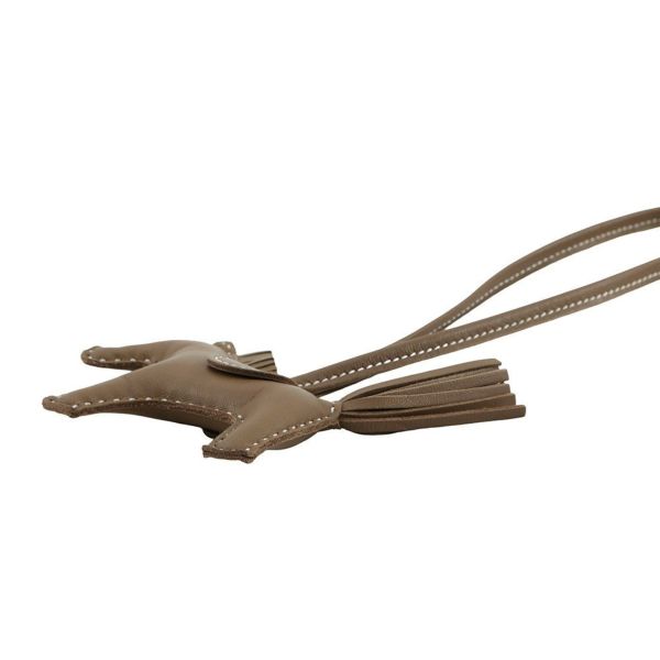 エルメス バッグチャーム ロデオPM ペガサス エトゥープ ラムスキン W刻印