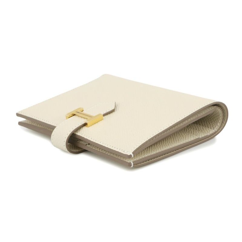 エルメス 二つ折り財布 ベアンコンパクト クレ/ゴールド金具 エプソン K刻印