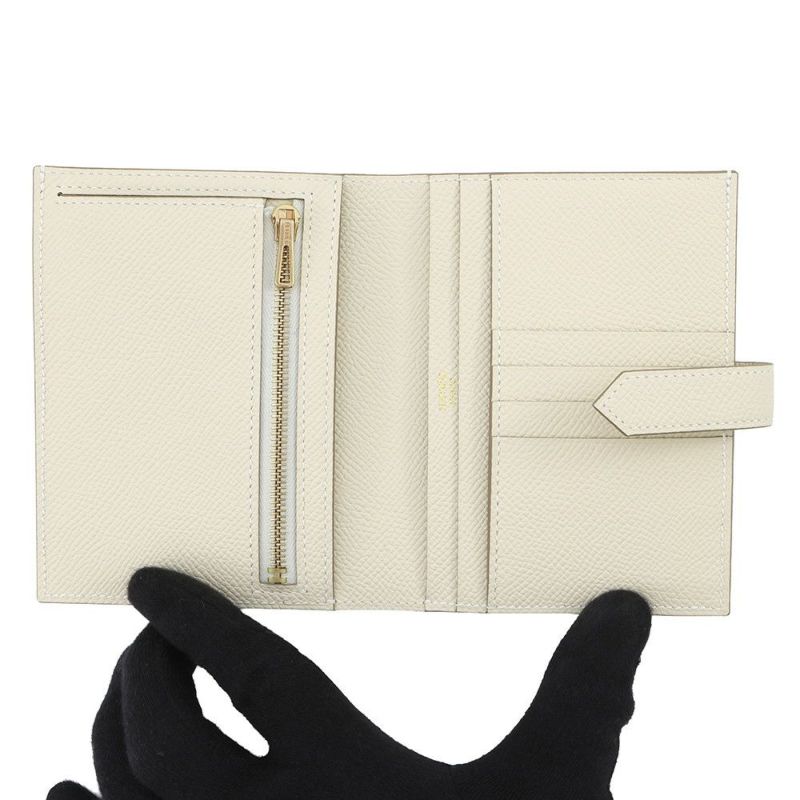 エルメス 二つ折り財布 ベアンコンパクト クレ/ゴールド金具 エプソン K刻印