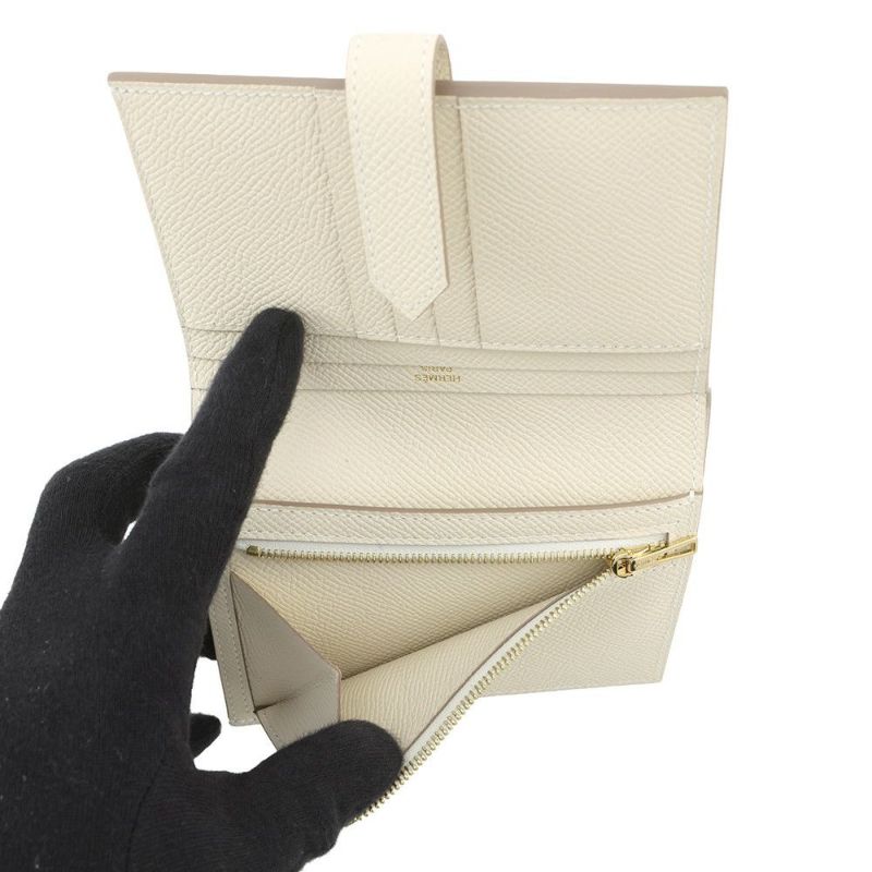 エルメス 二つ折り財布 ベアンコンパクト クレ/ゴールド金具 エプソン K刻印