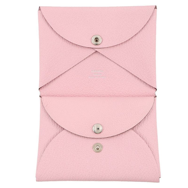 エルメス コインケース カルヴィ デュオ ローズサクラ/シルバー金具 シェブルミゾル K刻印 財布