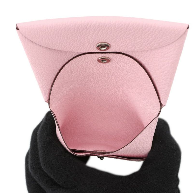 エルメス コインケース カルヴィ デュオ ローズサクラ/シルバー金具 シェブルミゾル K刻印 財布