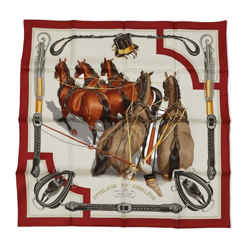 エルメス スカーフ カレ90 弓形連結 ATTELAGE EN ARBALETE HERMES シルク