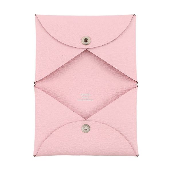 エルメス カードケース カルヴィ ローズサクラ シェブルミゾル W刻印 HERMES 名刺入れ