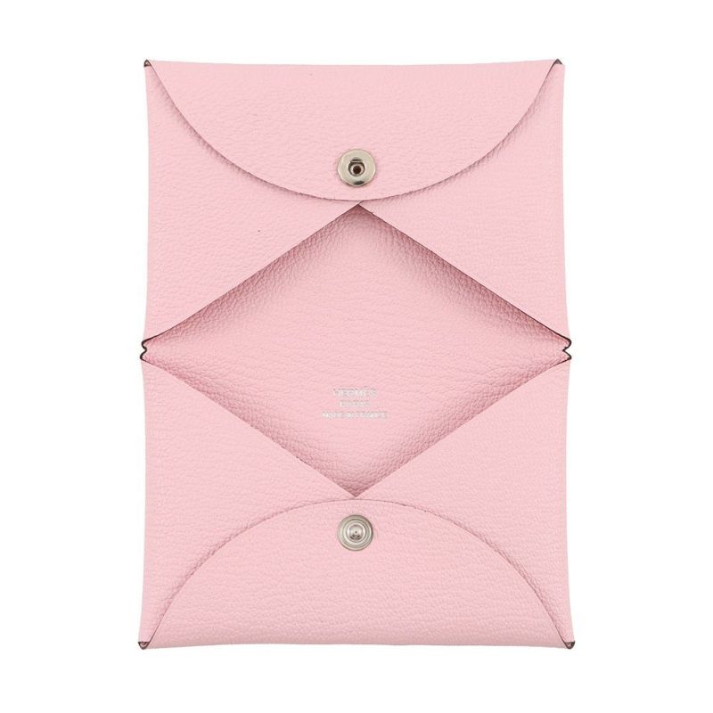 エルメス カードケース カルヴィ ローズサクラ シェブルミゾル W刻印 HERMES 名刺入れ