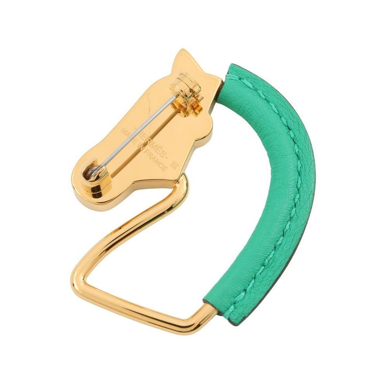 エルメス ブローチ シュヴァル・グランド・パラード ミント/ピンク/ゴールド金具 HERMES アクセサリー