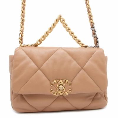 AS1160 2WAY ーンショルダーバッグラムスキン ベージュ ゴールド シャネル チェーンショルダーバッグ シャネル19 フラップ ココマーク
