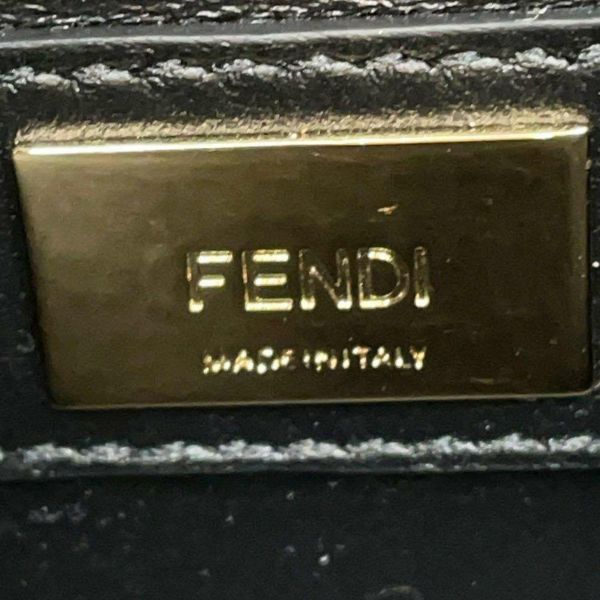 フェンディ ハンドバッグ ミニ ピーカブー アイコニック ズッカ ミンクファー/レザー 8BN244 FENDI 2wayショルダーバッグ 黒