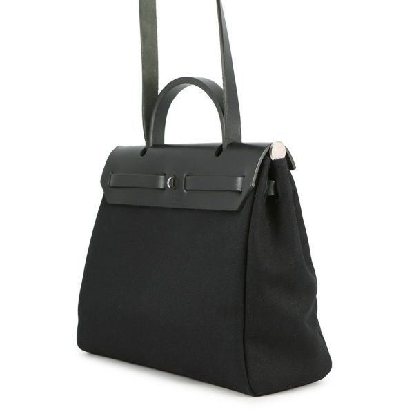 エルメス エールバッグPM ブラック/シルバー金具 トワルオフィシエ/ヴァッシュハンター □G刻印 黒