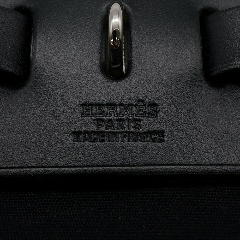 エルメス エールバッグPM ブラック/シルバー金具 トワルオフィシエ/ヴァッシュハンター □G刻印 黒